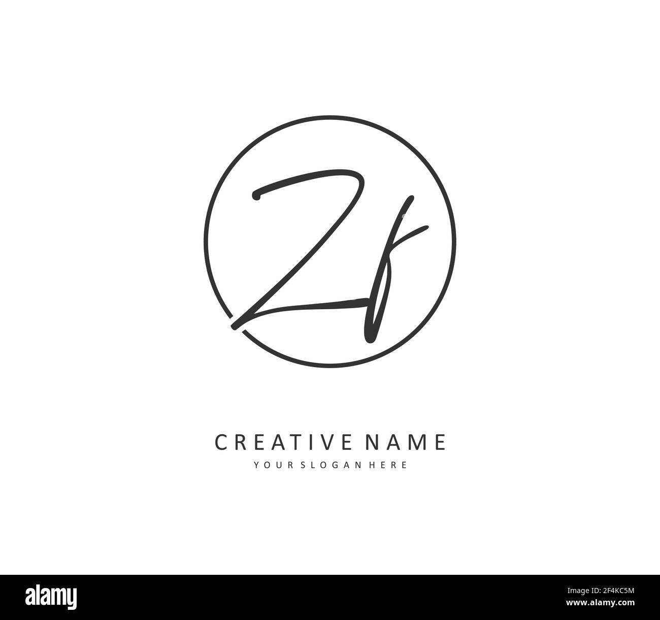ZF Anfangsbuchstabenhandschrift und Signaturlogo. Ein Konzept handschriftlich Initiallogo mit Template-Element. Stock Vektor