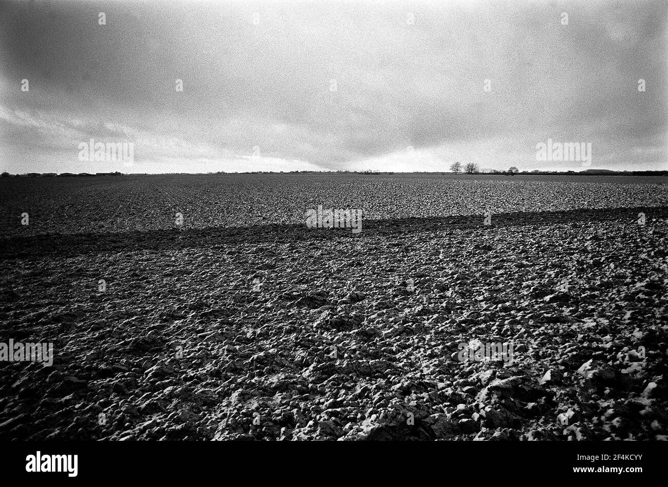 Landschaft gepflügte Felder Jan 1999 Stockfoto