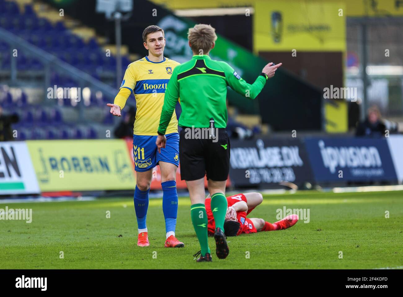 Brondby, Dänemark. März 2021, 21st. Mikael Uhre (11) von Brondby, WENN er während des Superliga-Spiels 3F zwischen Brondby IF und Aarhus GF im Brondby-Stadion in Brondby, Dänemark, gesehen wurde. (Foto Kredit: Gonzales Foto/Alamy Live News Stockfoto