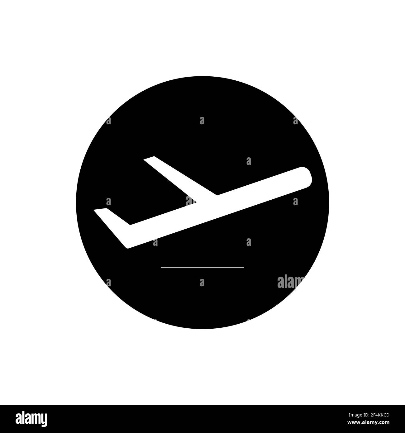 Abflug-Logo mit Flugzeug abheben Symbol. Stockfoto