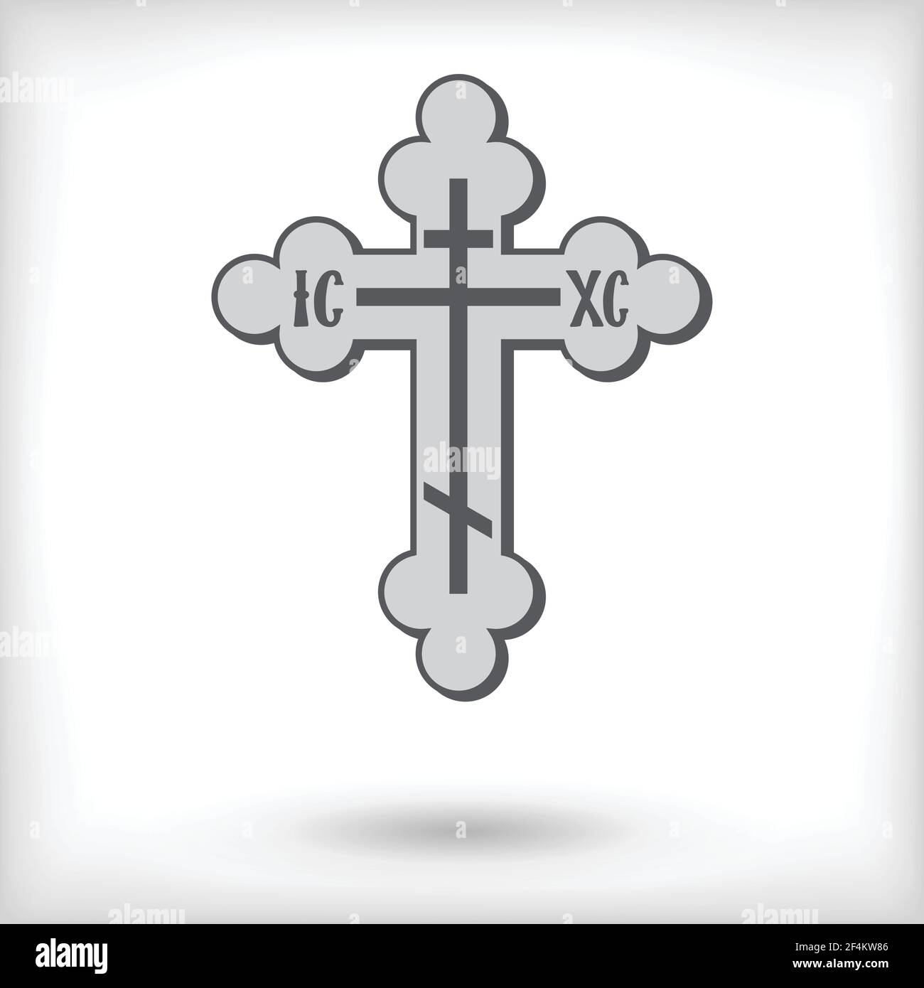 Kreuz in schwarz auf weißem Hintergrund. Die Verzierung basiert auf der traditionellen orthodoxen Kreuzform. Vektorgrafik Stock Vektor