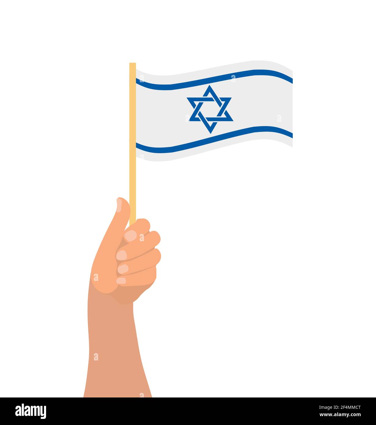 Happy Israel Independence Day, Hand halten israel Flagge Symbol. Vektorgrafik Stock Vektor