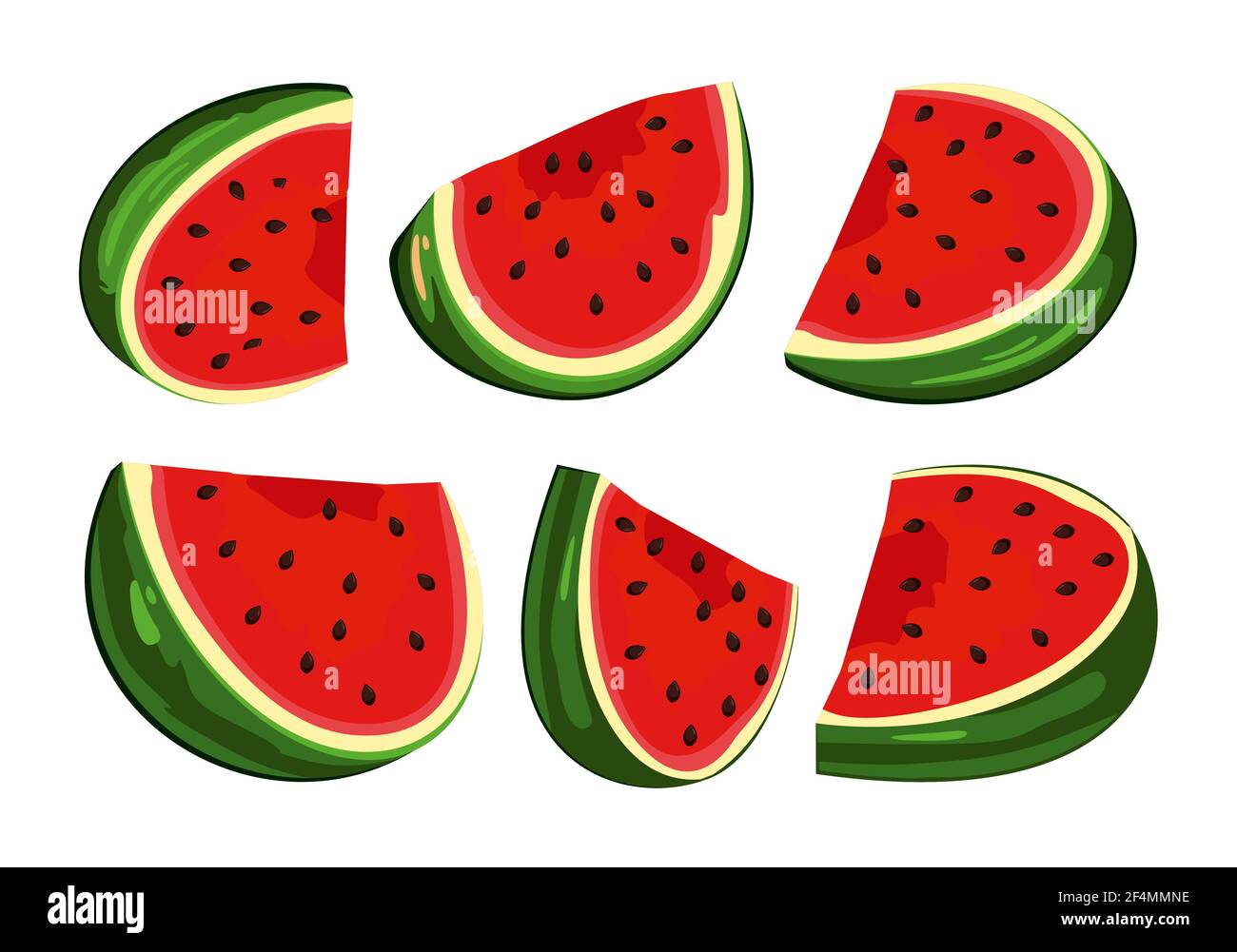 Set von Wassermelone in einem Cartoon-Stil. Isoliertes Objekt. Beeren von der Farm. Bio-Lebensmittel. Vektor Stock Vektor