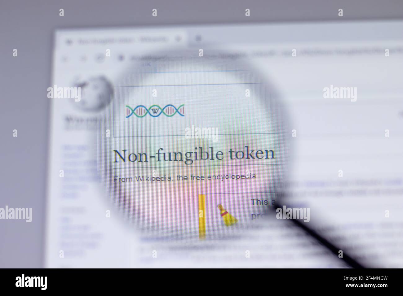 New York, USA - 18. März 2021: Nicht-fungible Token NFT-Anmeldung auf Website close-up, illustrative Editorial Stockfoto