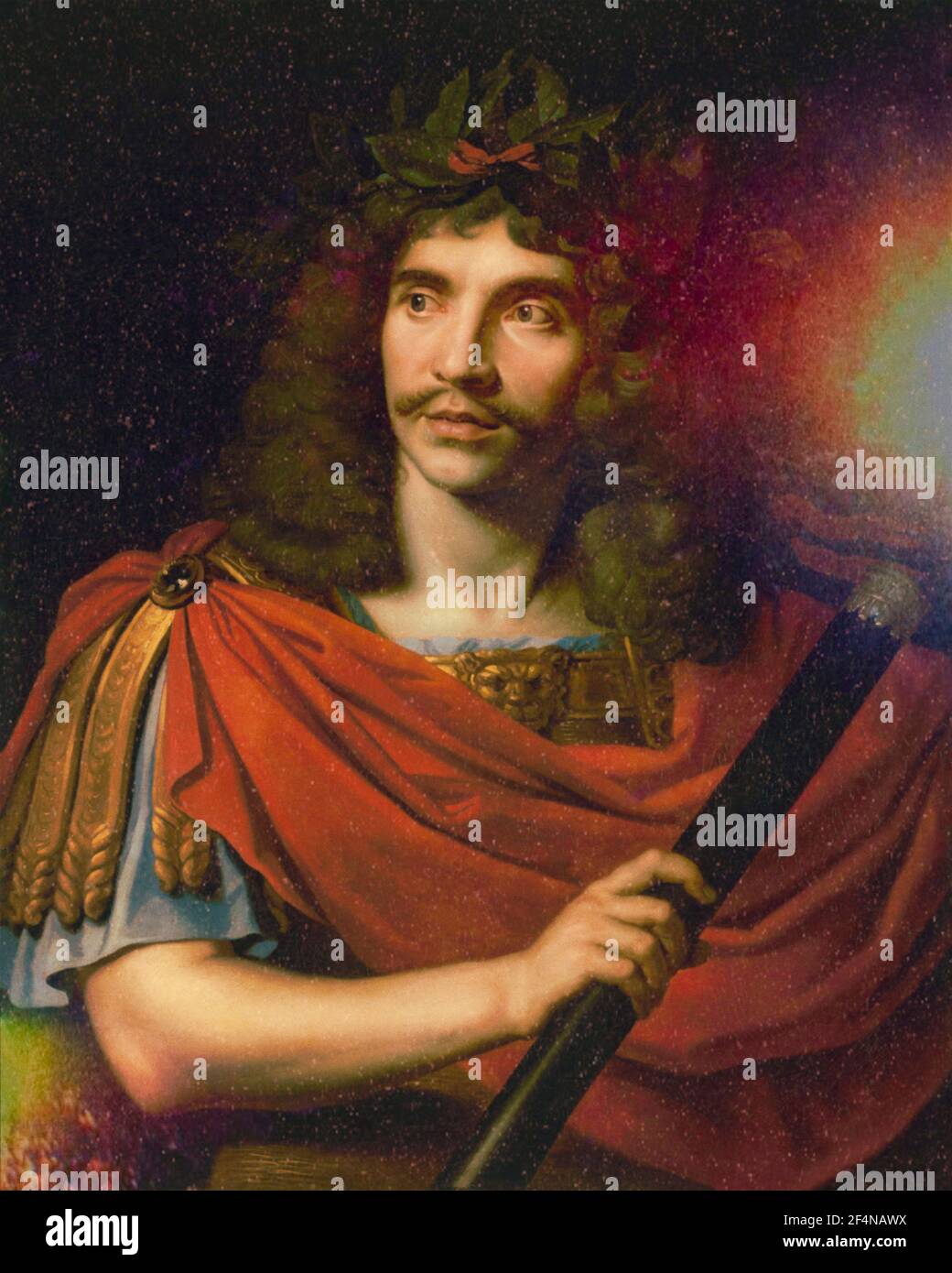 Molière in der Rolle des Caesar, der Tod von Pompey, Porträt von Nicolas Mignard Stockfoto