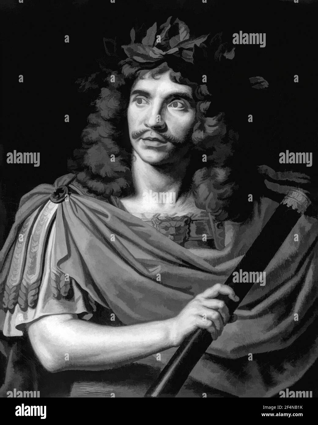 Molière in der Rolle des Caesar, der Tod von Pompey, Porträt von Nicolas Mignard Stockfoto