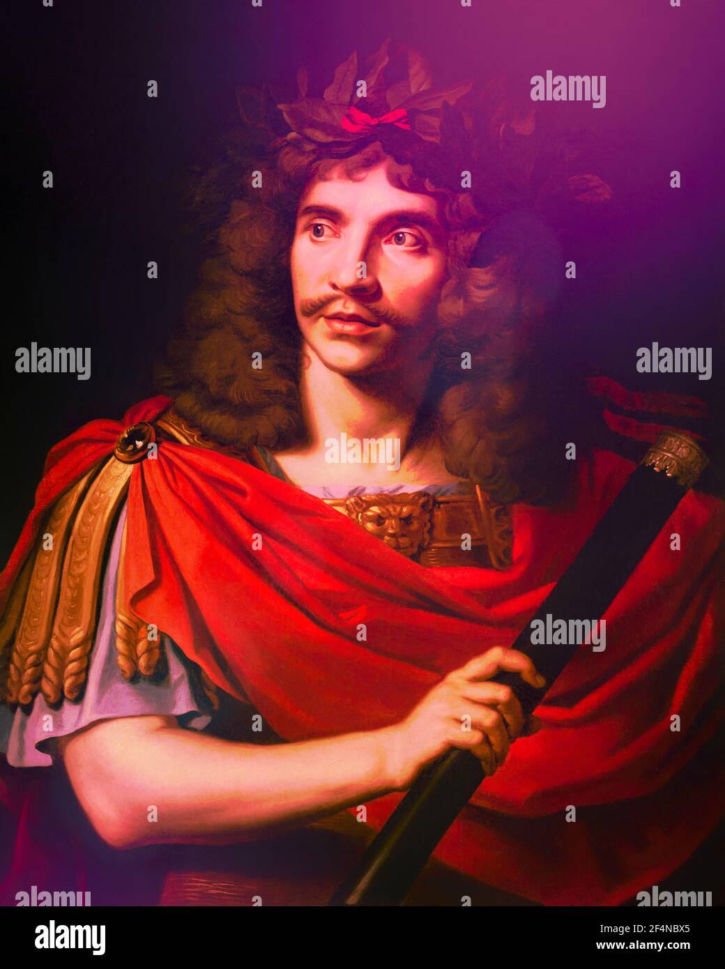 Molière in der Rolle des Caesar, der Tod von Pompey, Porträt von Nicolas Mignard Stockfoto