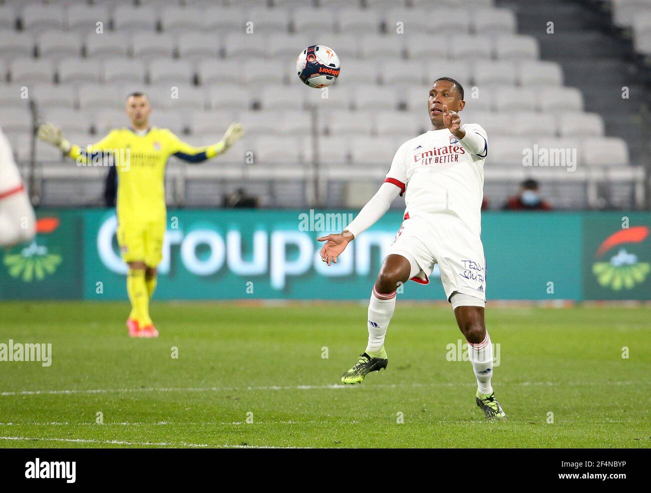 Marcelo Guedes Von Lyon Wahrend Der Franzosischen Meisterschaft Ligue 1 Fussballspiel Zwischen Olympique Lyonnais Ol Und Paris Saint Germain Psg Am 21 Marz 2021 Im Groupama Stadion In Decines Charpieu Bei Lyon Frankreich