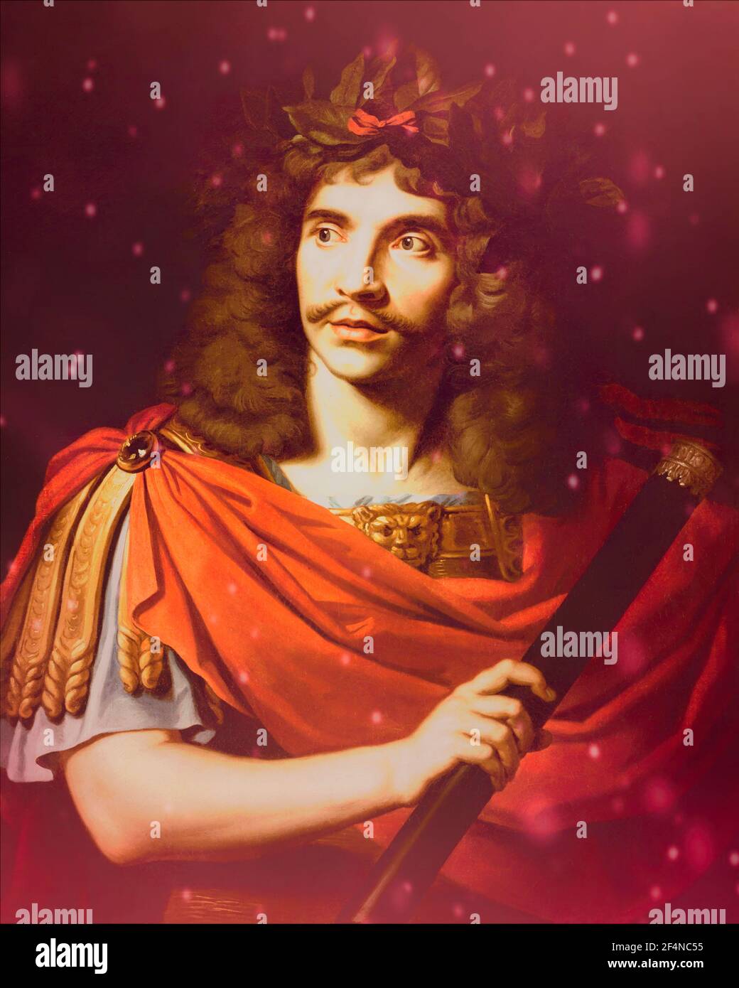 Molière in der Rolle des Caesar, der Tod von Pompey, Porträt von Nicolas Mignard Stockfoto