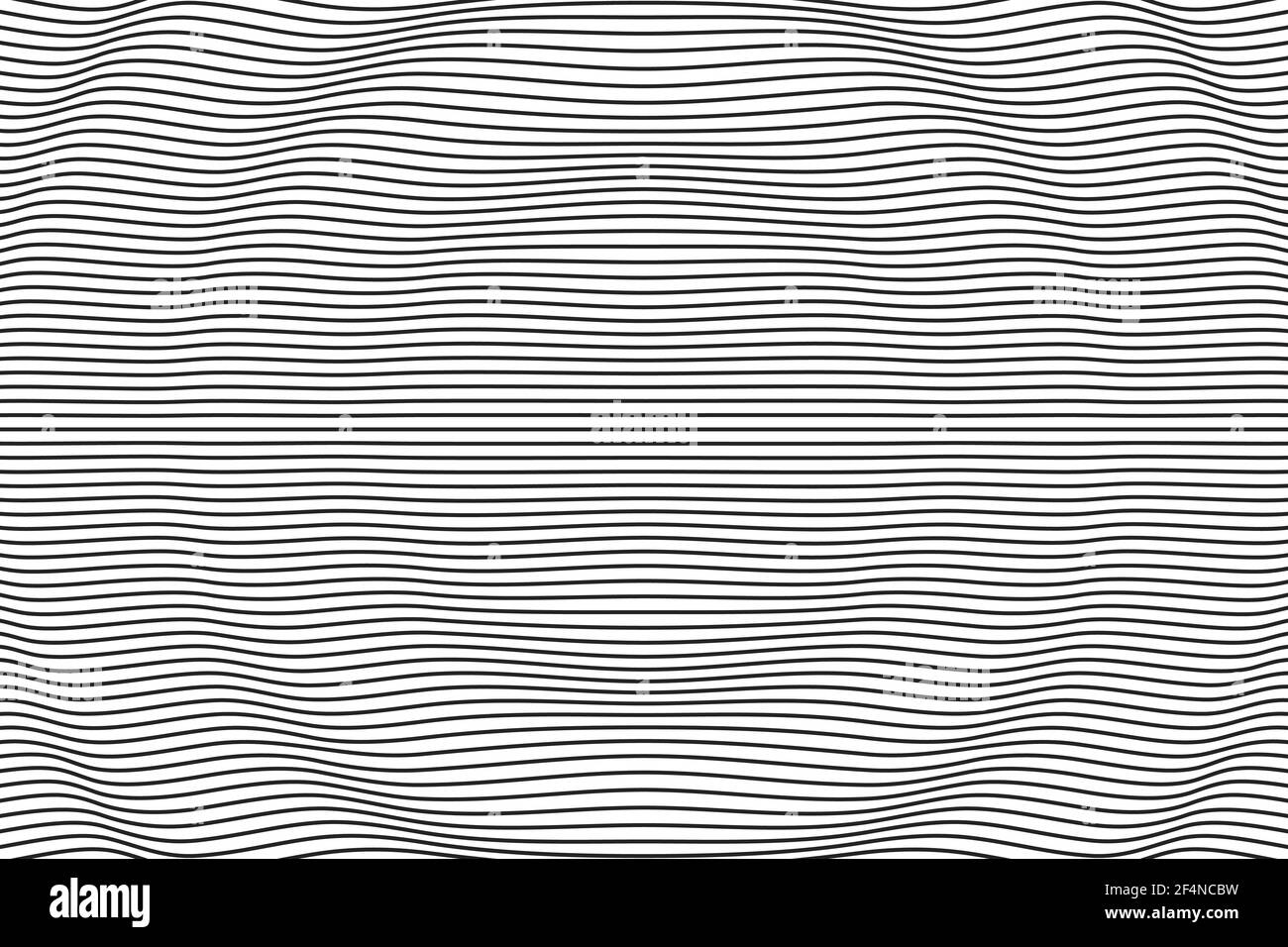 Optisches Illusionseffektmuster mit schwarzen Linien, die konzentrische Wellen erzeugen. Halbtonstreifen Hintergrund. Stock Vektor