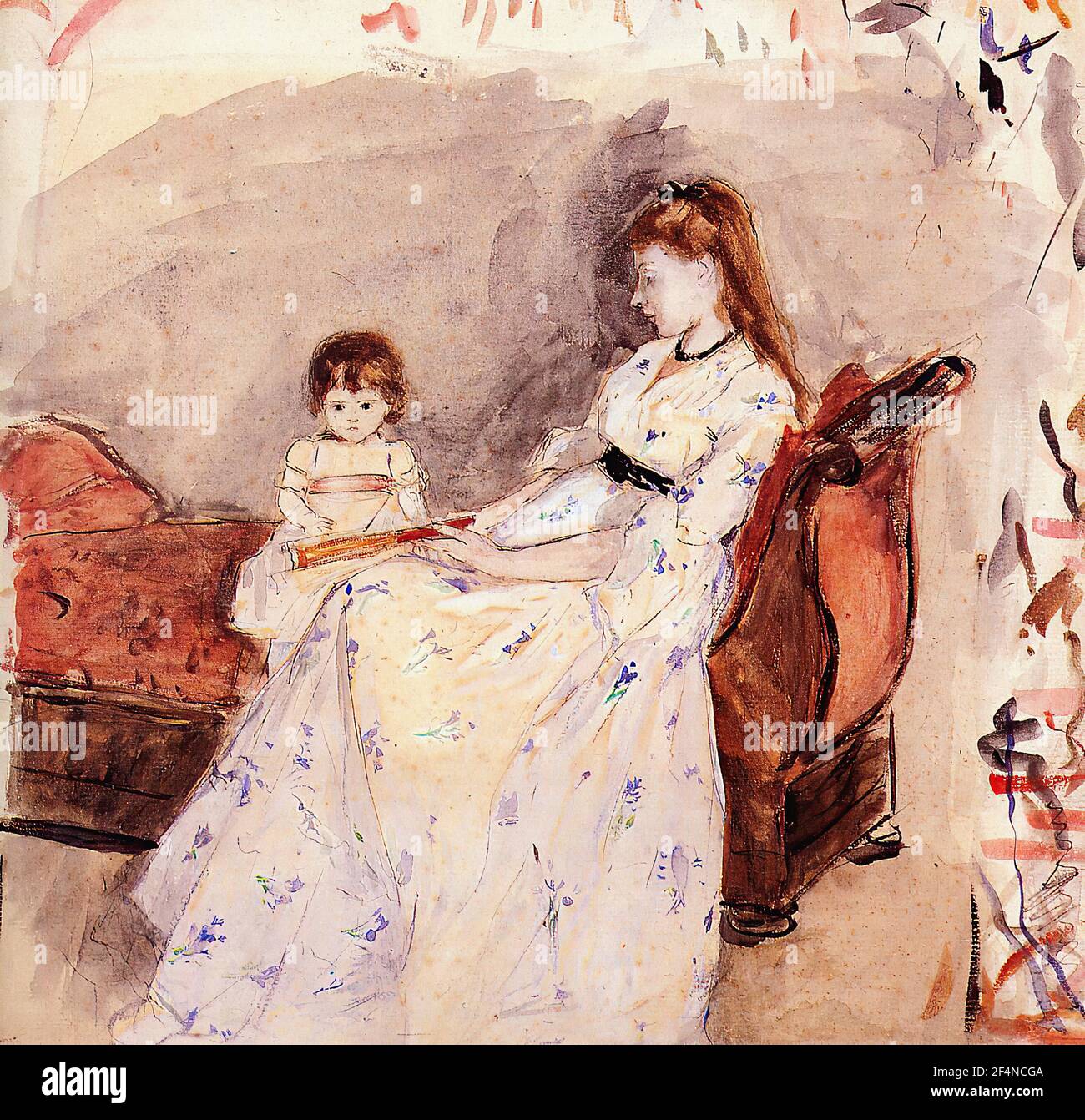 Berthe Morisot - Künstler S Schwester EDM mit ihrer Tochter Jeanne 1872 Stockfoto