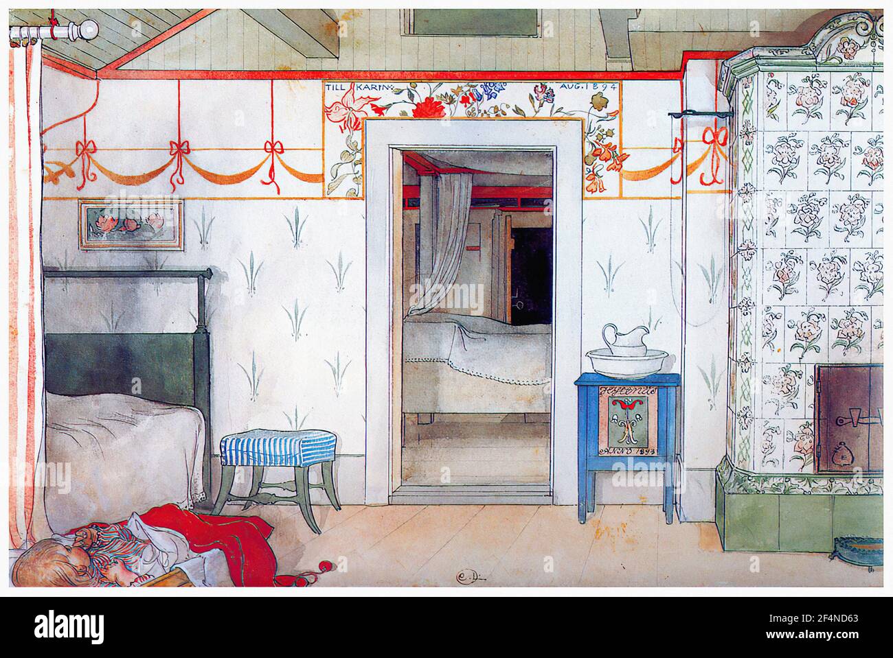 Carl Larsson - Brit S vierzig Winks C 1895 Stockfoto