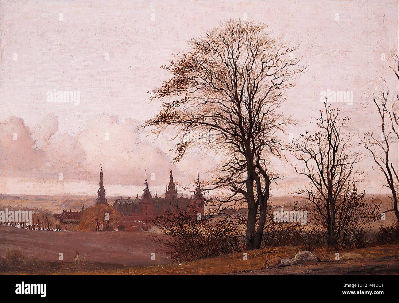 Christen Kobke - Herbstlandschaft Schloss Frederiksborg Mitteldistanz 1838 Stockfoto