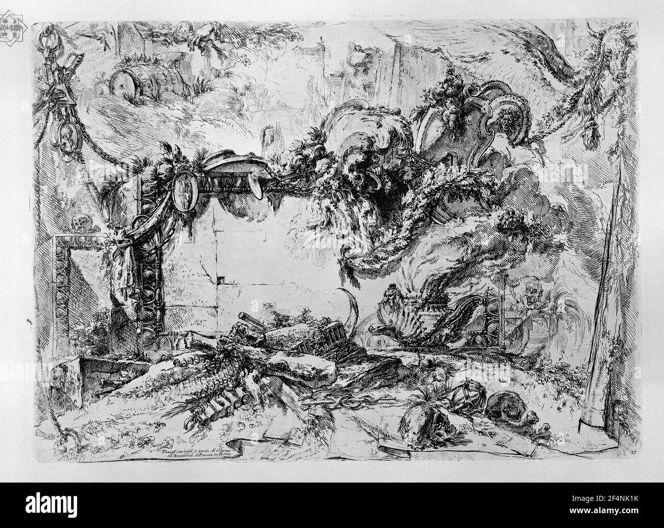 Giovanni Battista Piranesi - Caprice Dekorative Rahmen Mittelwand mit Ovaler, Oberer, Linker Rundhandpfroß Stockfoto