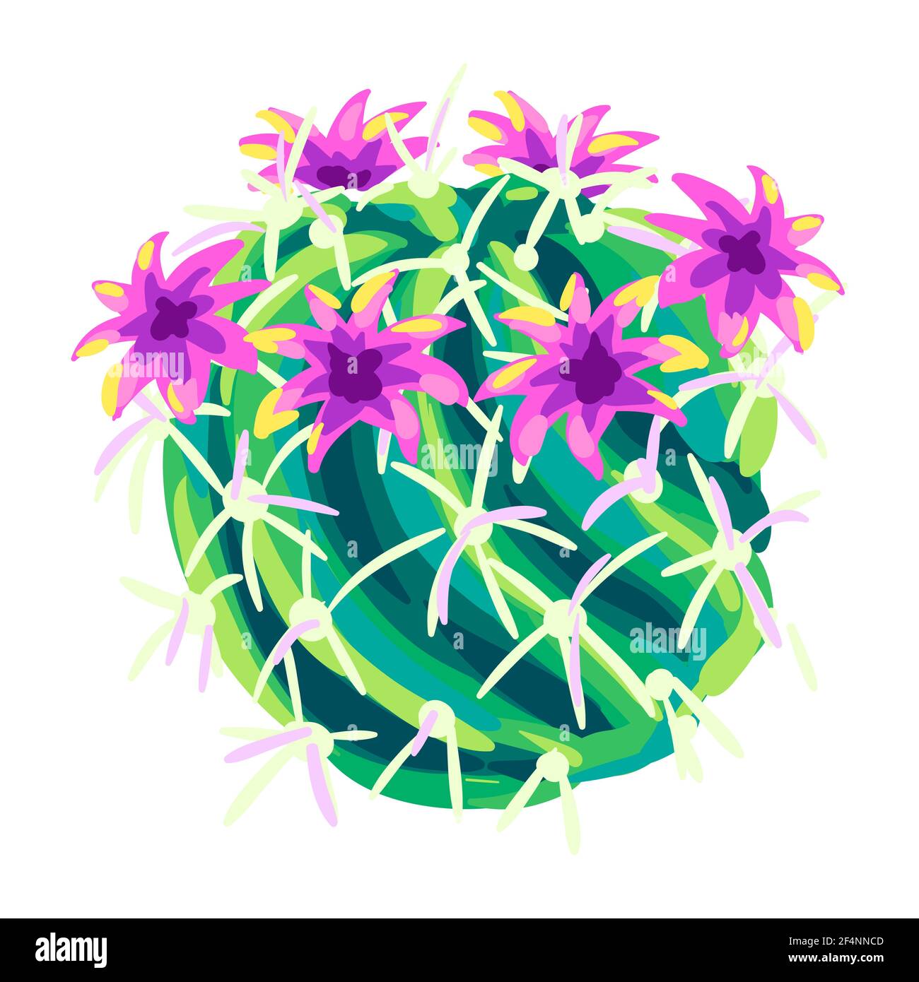 Abbildung des Kaktus. Dekorative stachelige mexikanische Kakteen. Stock Vektor