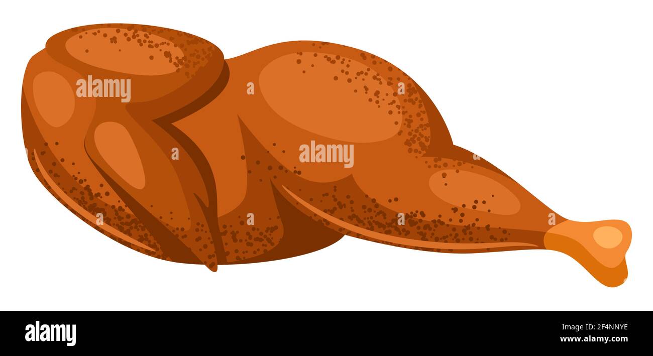 Illustration von geräuchertem Huhn. Symbol oder Bild für Metzgereien und Branchen. Stock Vektor