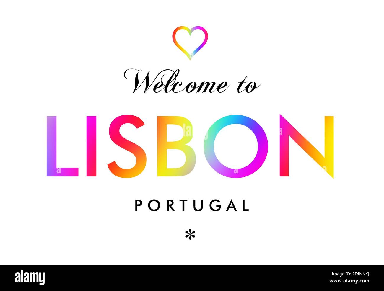 Willkommen bei Lissabon Portugal Karte und Brief Design in Regenbogen Farbe Stockfoto