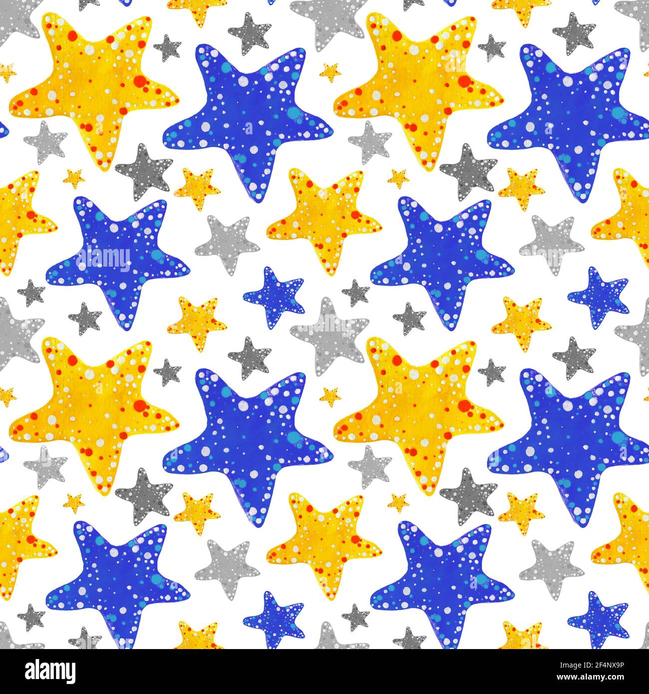 Nahtloses Aquarellmuster mit Seesternen. Kann für Stoff, Tapete, Hintergrund verwendet werden Stockfoto