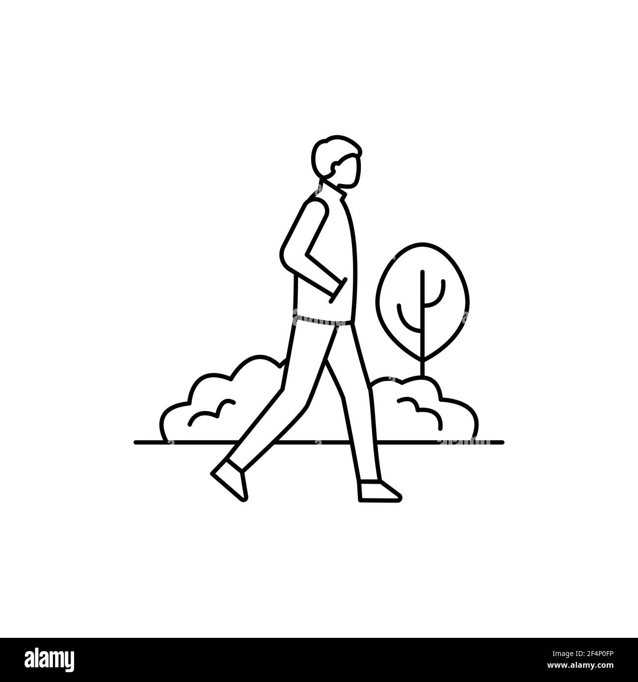 Symbol für die Farblinie „Walk in Park“. Piktogramm für Webseite, mobile App, Promo. UI UX GUI Design Element. Bearbeitbare Kontur. Stock Vektor