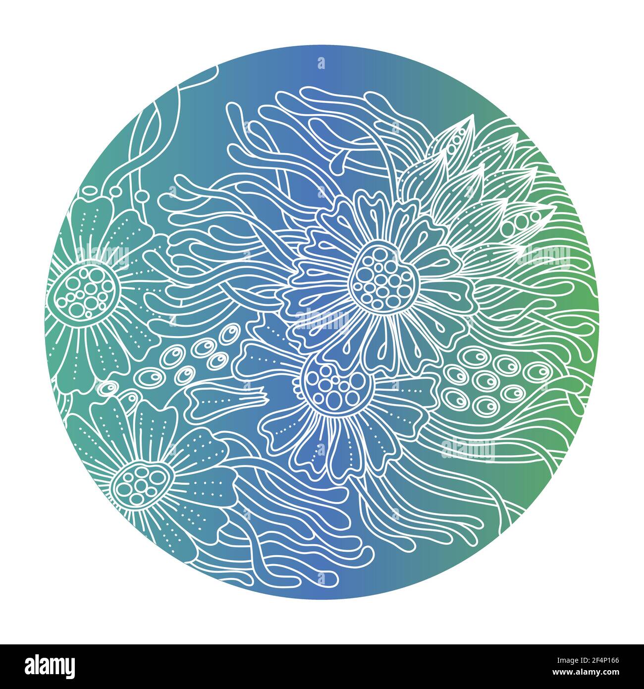 Bohemian floral Mandala mit Fantasie stilisierte Doodle Blumen. Farbenfrohe, handgezeichnete Elemente mit abstraktem Druck. Vektordarstellung. Stock Vektor