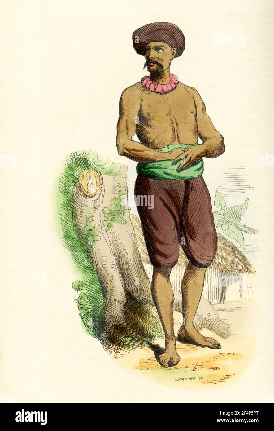 Diese 1840s Abbildung zeigt einen Hindustani oder Indian Common man Stockfoto