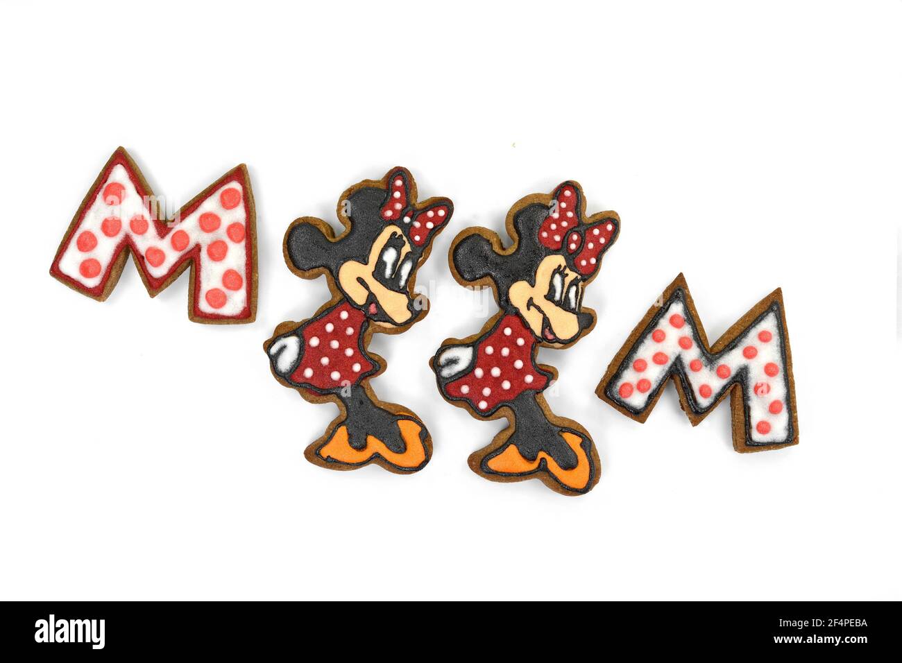 Negotin, Serbien, 05. Dezember 2019, Minnie Maus Lebkuchen isoliert auf weißem Hintergrund. Stockfoto