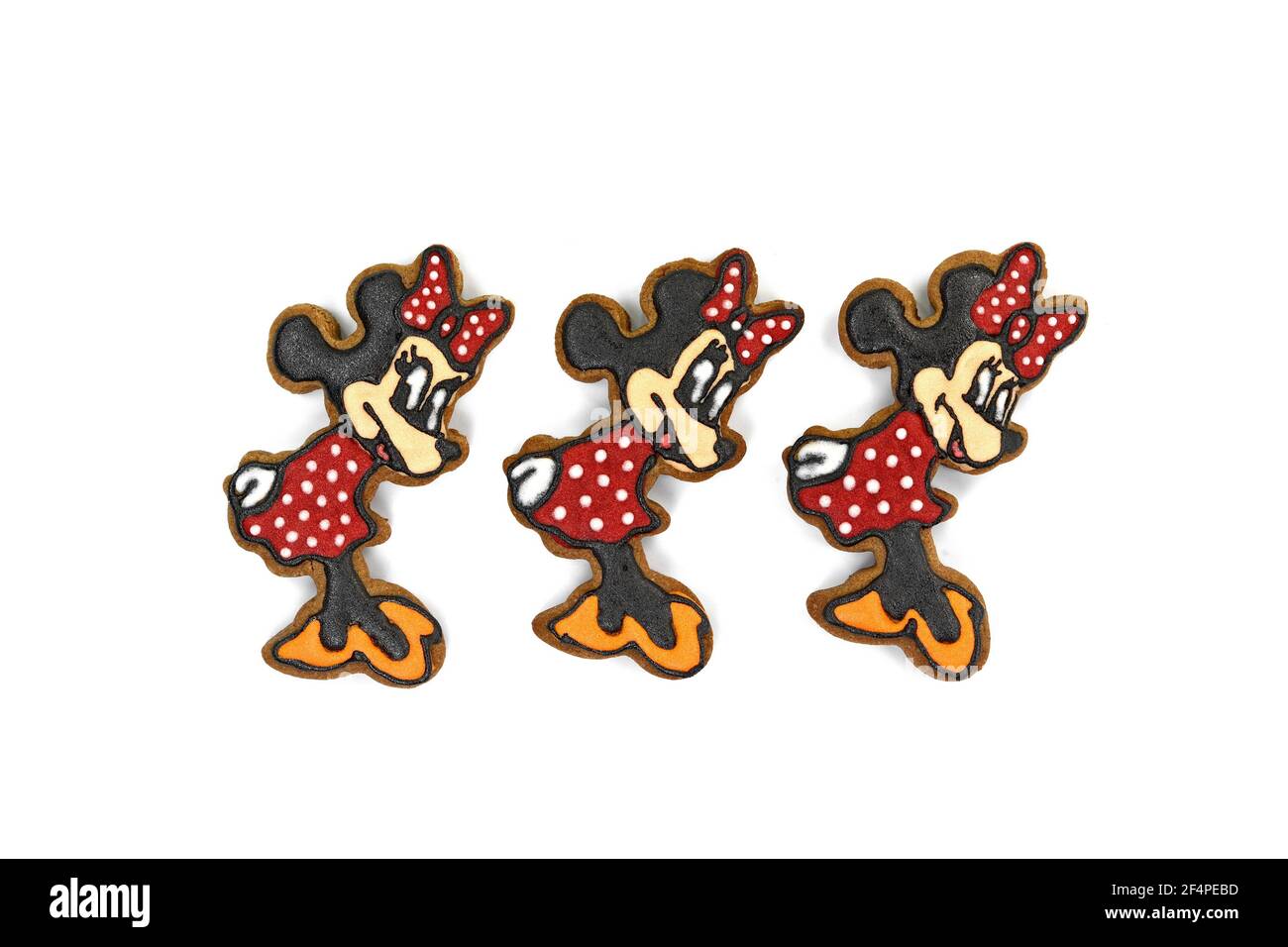 Negotin, Serbien, 05. Dezember 2019, Minnie Maus Lebkuchen isoliert auf weißem Hintergrund. Stockfoto