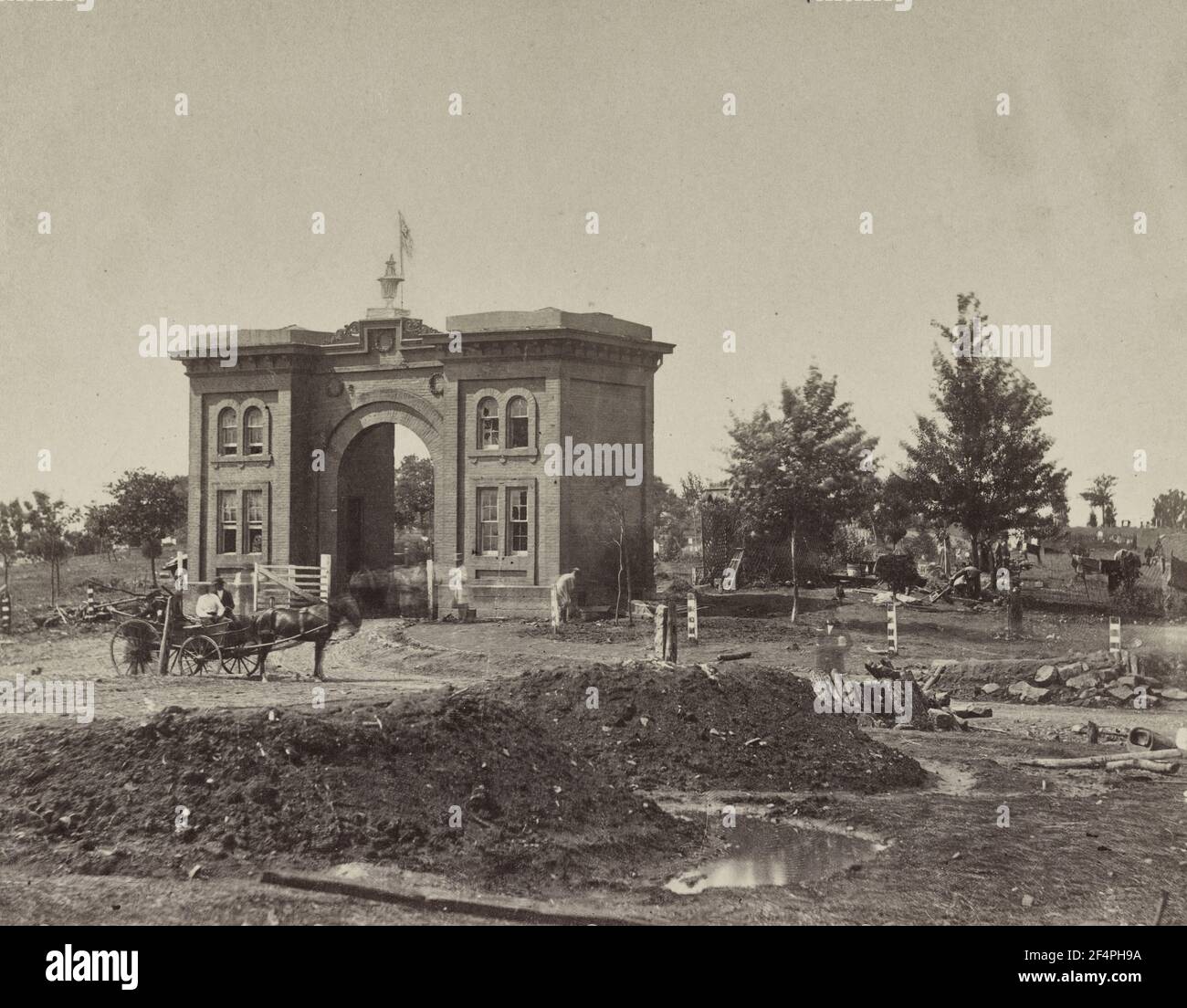 Schlachtfeld von Gettysburg. Das Friedhofstor, Juli 1863 Stockfoto