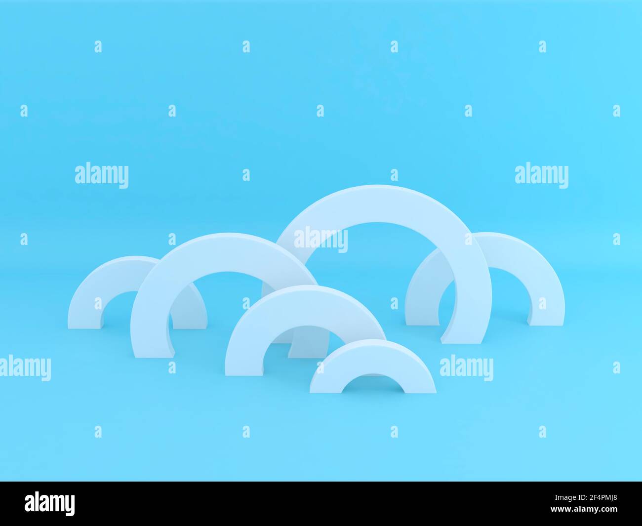 Abstrakt weiß kreisförmig 3D Formen auf blauem Hintergrund Stockfoto