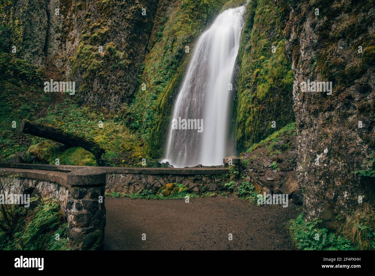 Wasserfalllandschaft - Wahkeena Falls, Columbia River Gorge, Oregon. Stockfoto