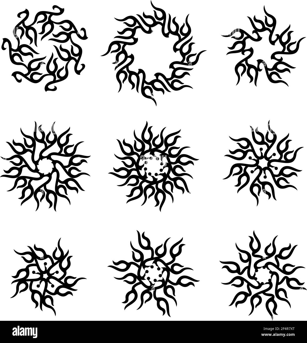 Tribal Tattoo Sonne, Flamme Tribal Design Vektor Illustration Stock Vektor