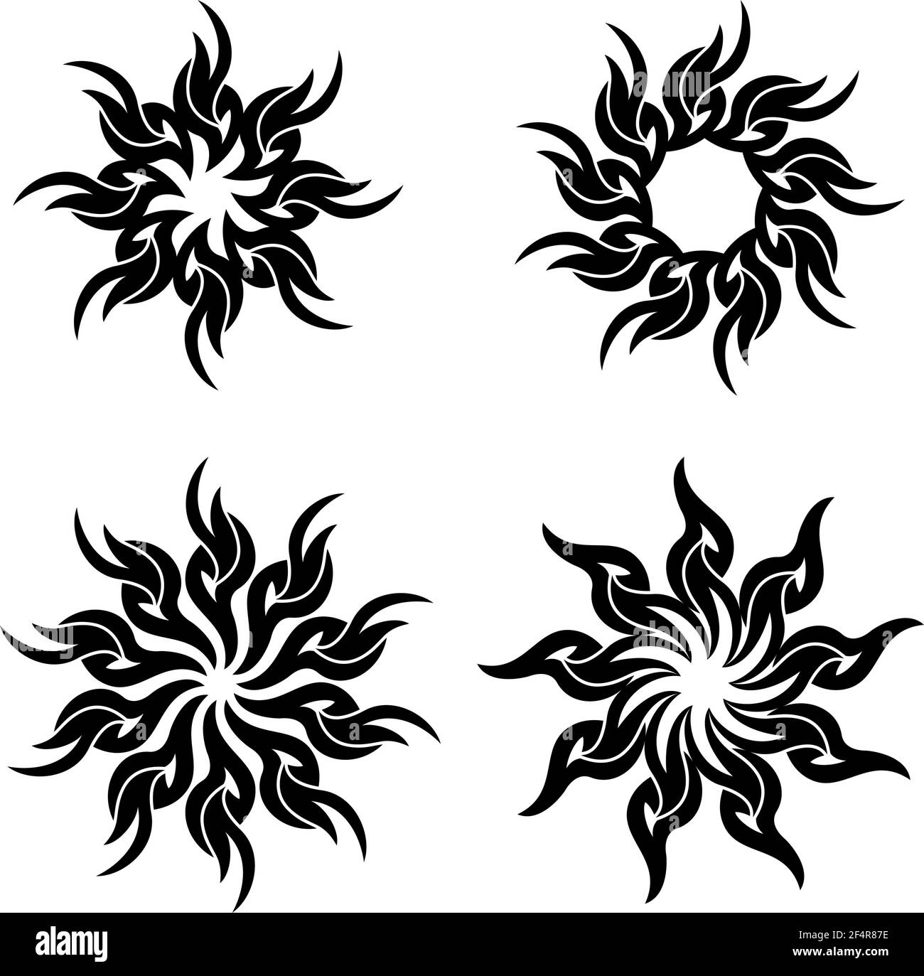 Tribal Tattoo Sonne, Flamme Tribal Design Vektor Illustration Stock Vektor