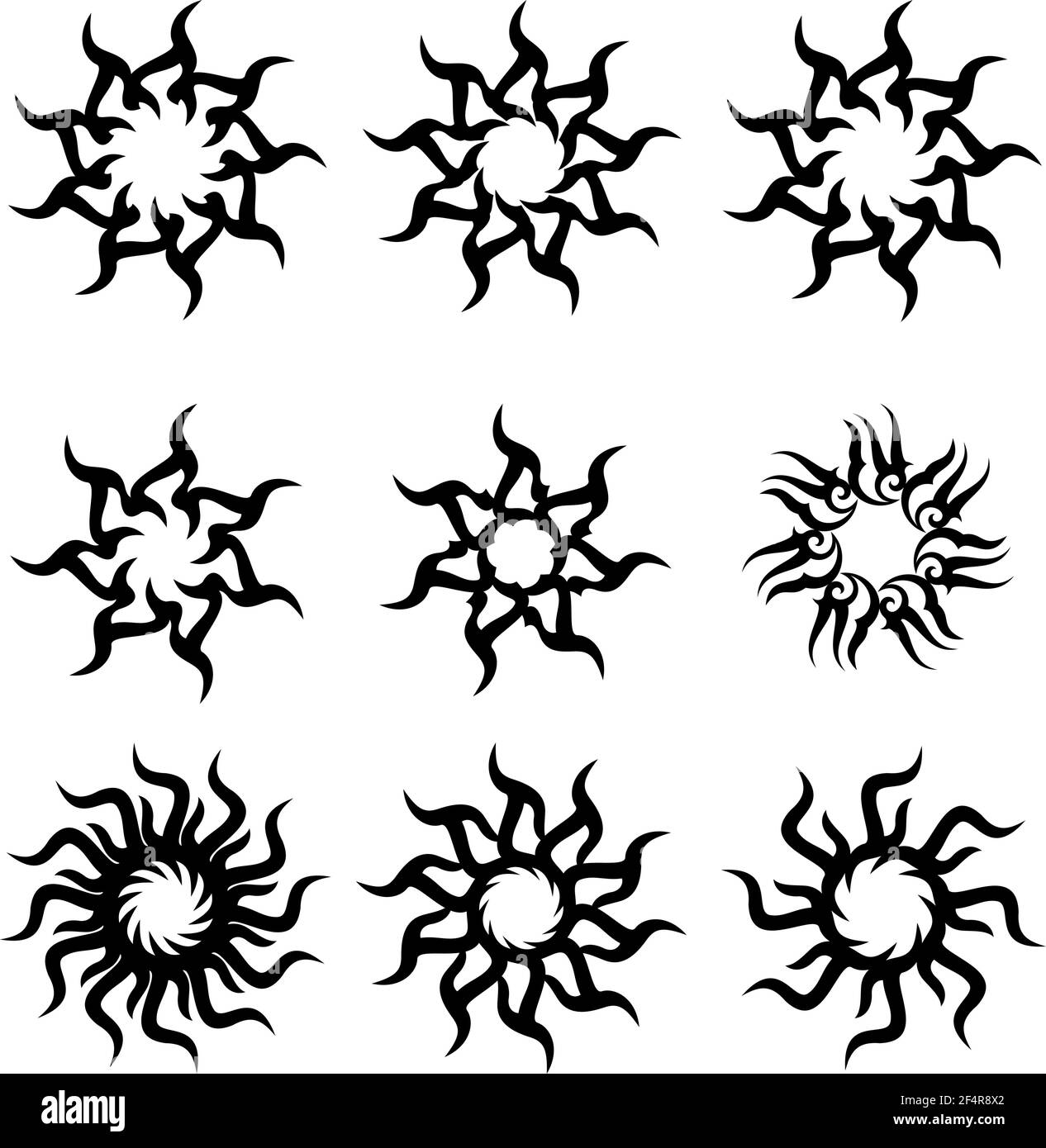 Tribal Tattoo Sonne, Flamme Tribal Design Vektor Illustration Stock Vektor