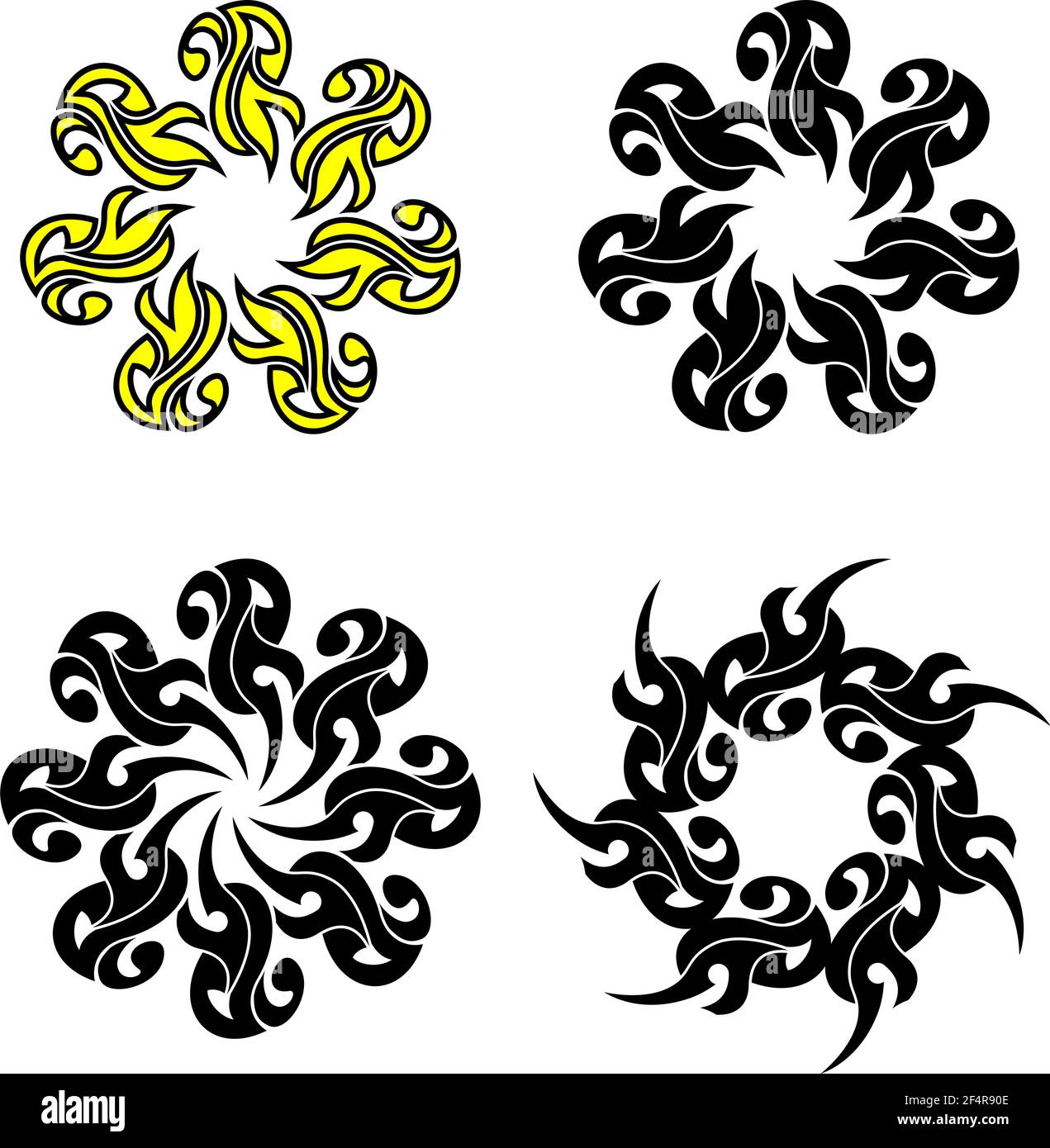 Tribal Tattoo Sonne, Flamme Tribal Design Vektor Illustration Stock Vektor