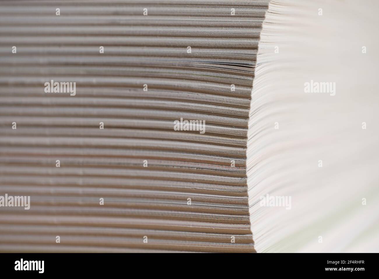 Nahaufnahme der Seitenecke in einem Buch mit sehr geringer Schärfentiefe. Konzentrieren Sie sich auf die linken Seiten Stockfoto