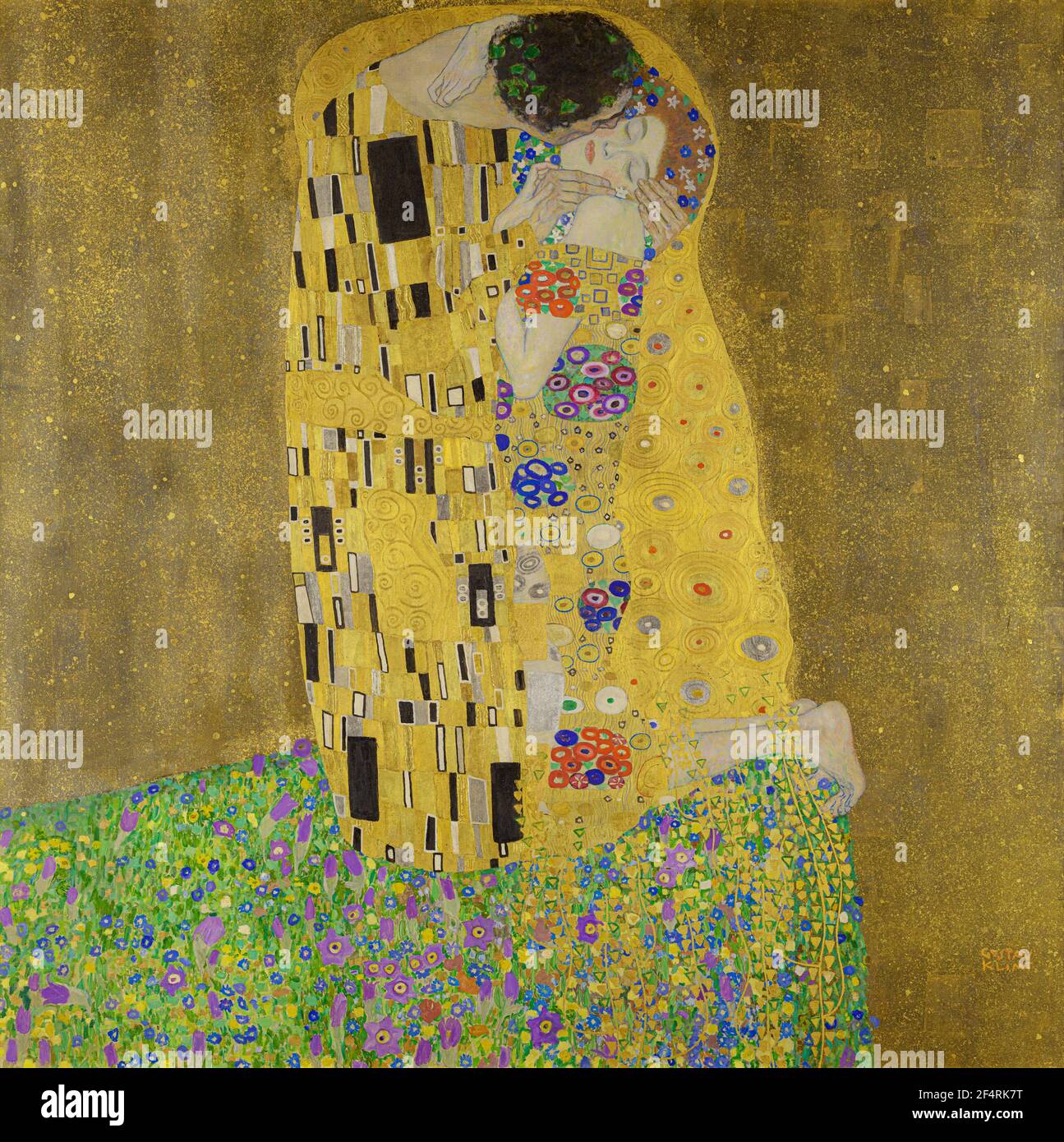 Gustav Klimt (1862–1918) der Kuss, 1908, Öl und Gold auf Leinwand. Galerie Belvedere, Wien, Österreich. Stockfoto