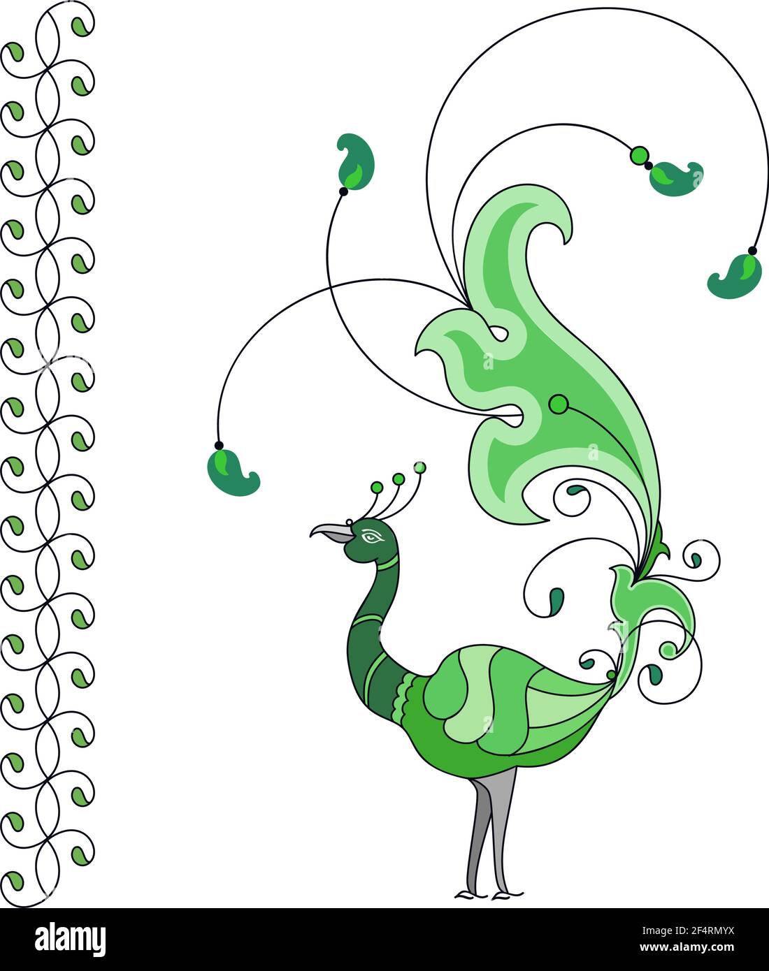 Peacock künstlerische handgezeichneten Vektorgrafiken Stock Vektor