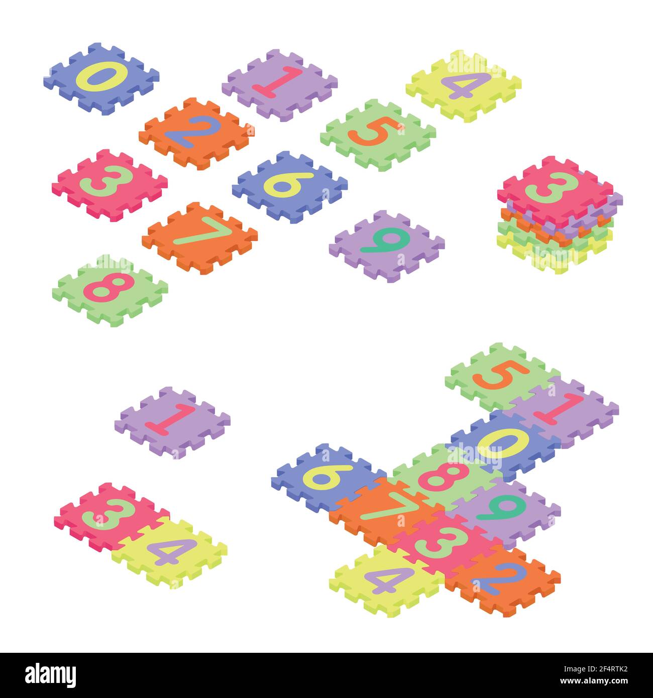Bunte Kinder Baby Boden Schaumstoff Matte puzzle mit Zahlen isometrische  Ansicht. Isoliert auf weißem Hintergrund. Vektor Stock-Vektorgrafik - Alamy