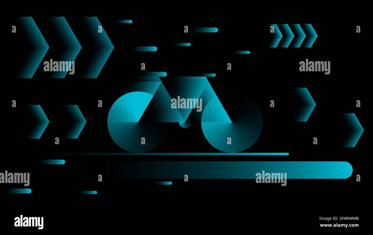 Blau Fahrrad Hologramm Drahtmodell Stil auf schwarzem Hintergrund Vektor-Illustration. Stock Vektor
