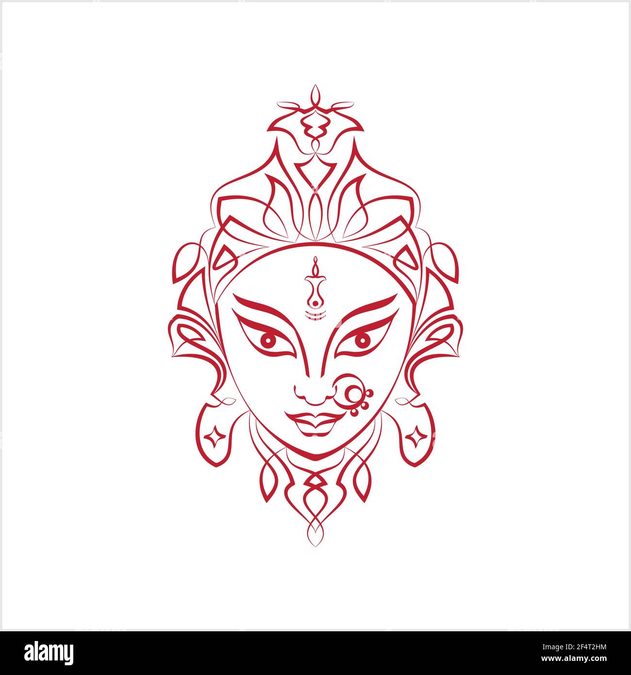 Durga Göttin Der Macht, Göttliche Mutter Des Universums Design Vektor Kunst Illustration Stock Vektor