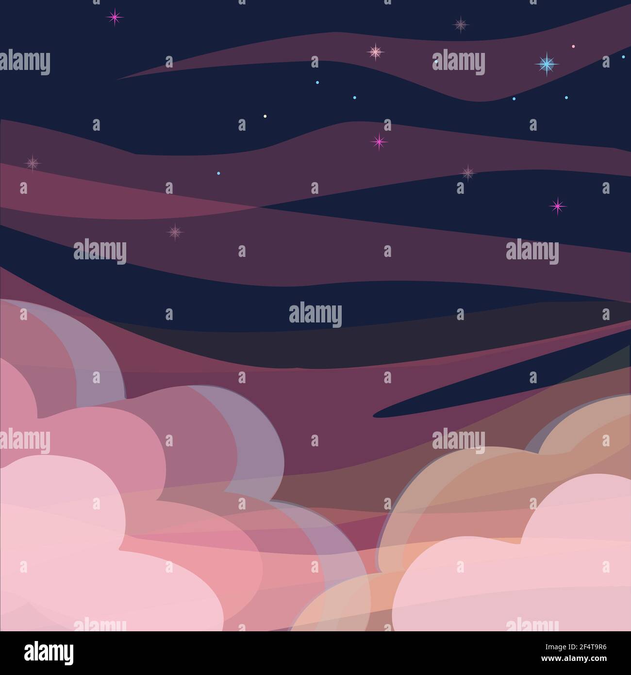 Vektor Hintergrund von Sternenhimmel und Wolken. Stock Vektor