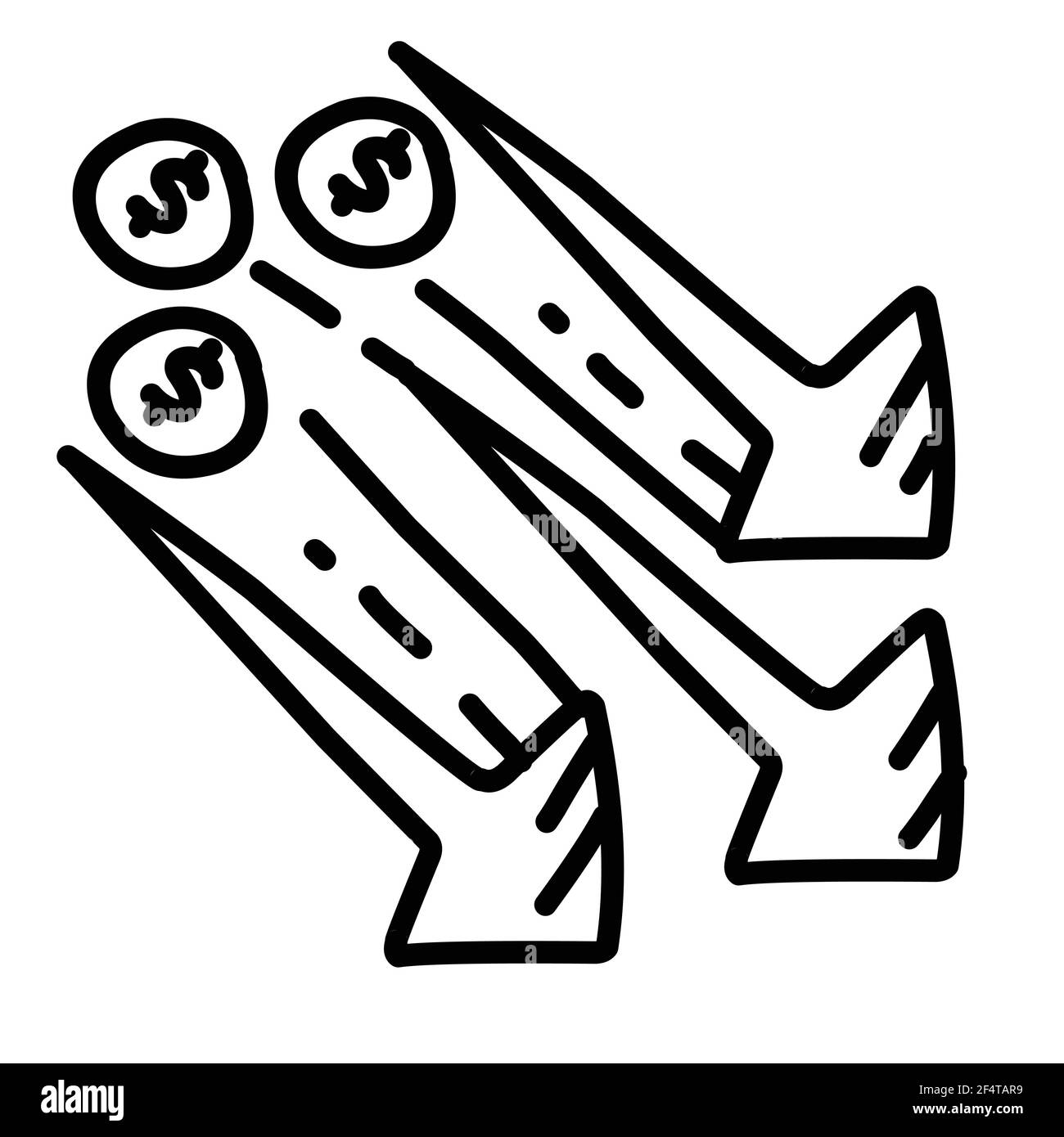 Geschäft verringern Hand gezeichnet Symbol Design, Umriss schwarz, Doodle Symbol, Vektor-Symbol. Stock Vektor