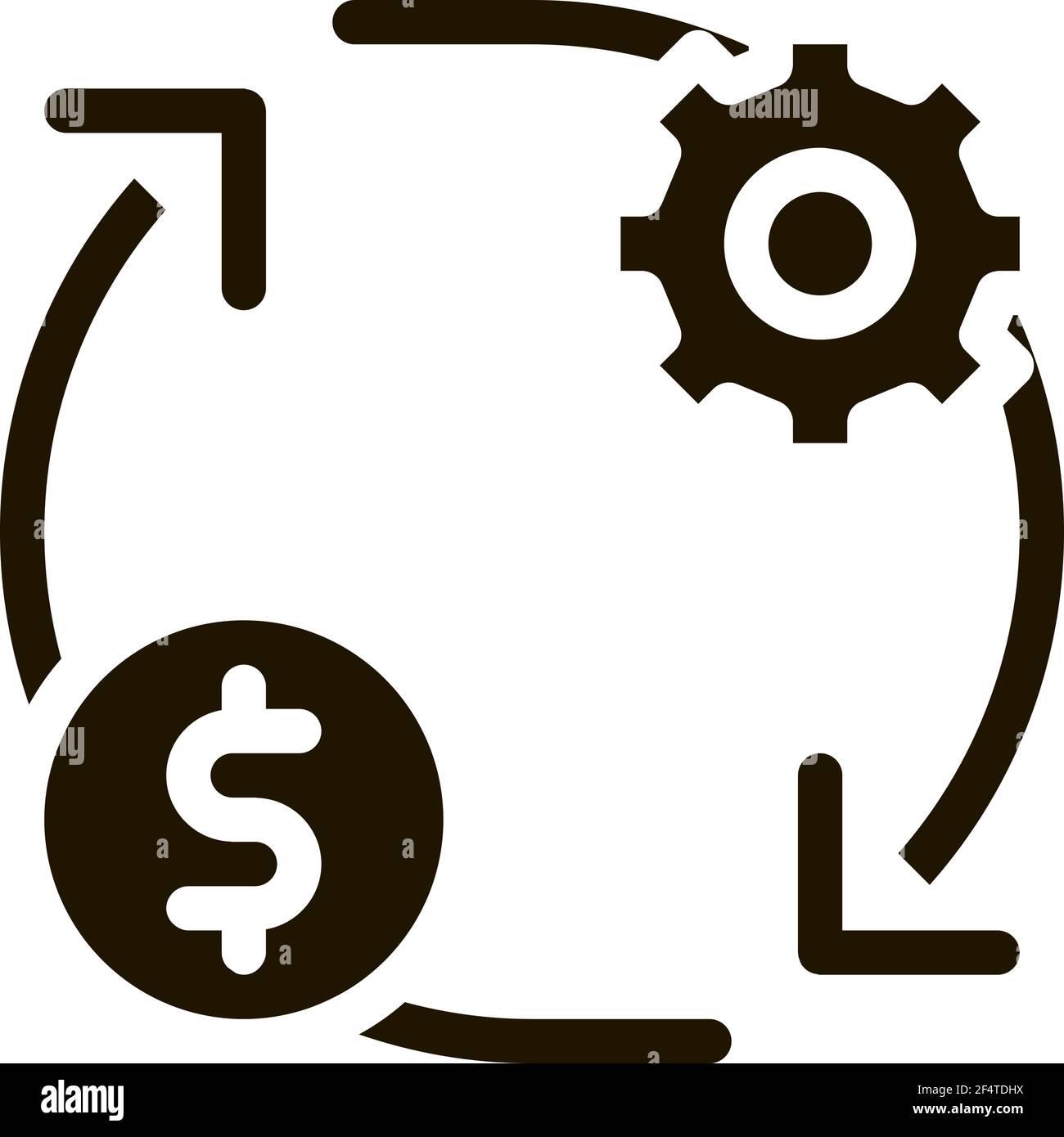 Zahnradwechsel Geld Symbol Vektor Glyphe Illustration Stock Vektor