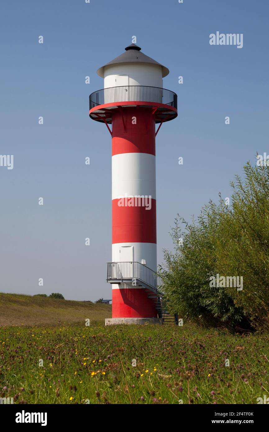 Geographie / Reisen, Deutschland, Niedersachsen, Altland, Grünenendeich, Leuchtturm, Additional-Rights-Clearance-Info-not-available Stockfoto