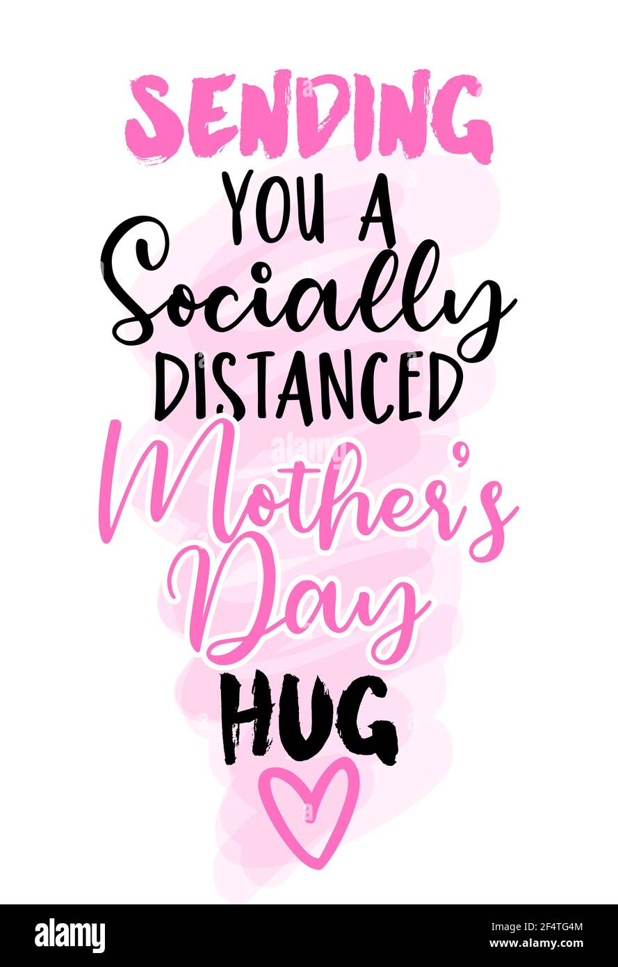 Schleifen Sie eine sozial distanzierte Muttertag Umarmung - Lustige Hand gezeichnet Kalligraphie Text. Gut für Mode-Shirts, Poster, Geschenk, oder andere Druckpresse. Stock Vektor