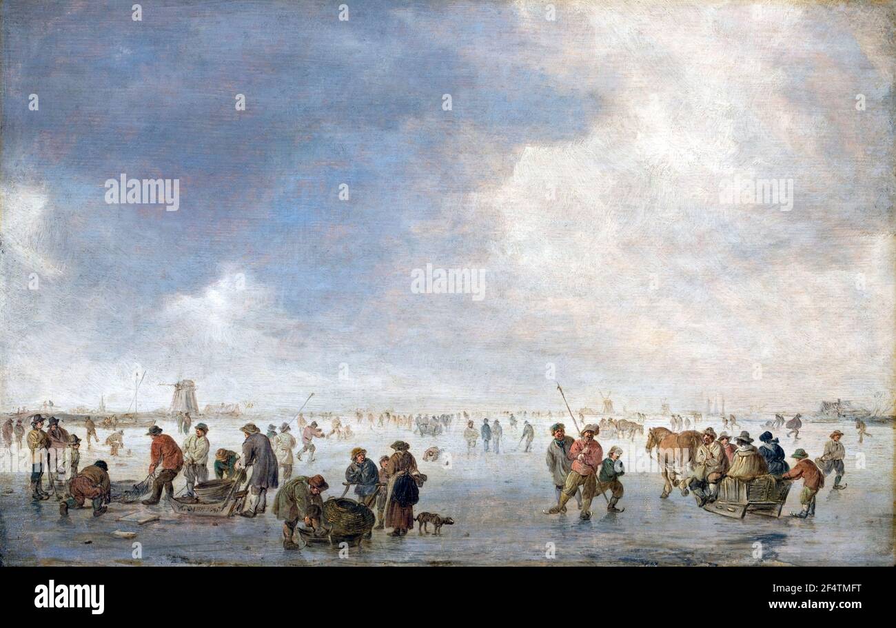 Winterszene auf dem Eis - Jan van Goyen, 1641 Stockfoto