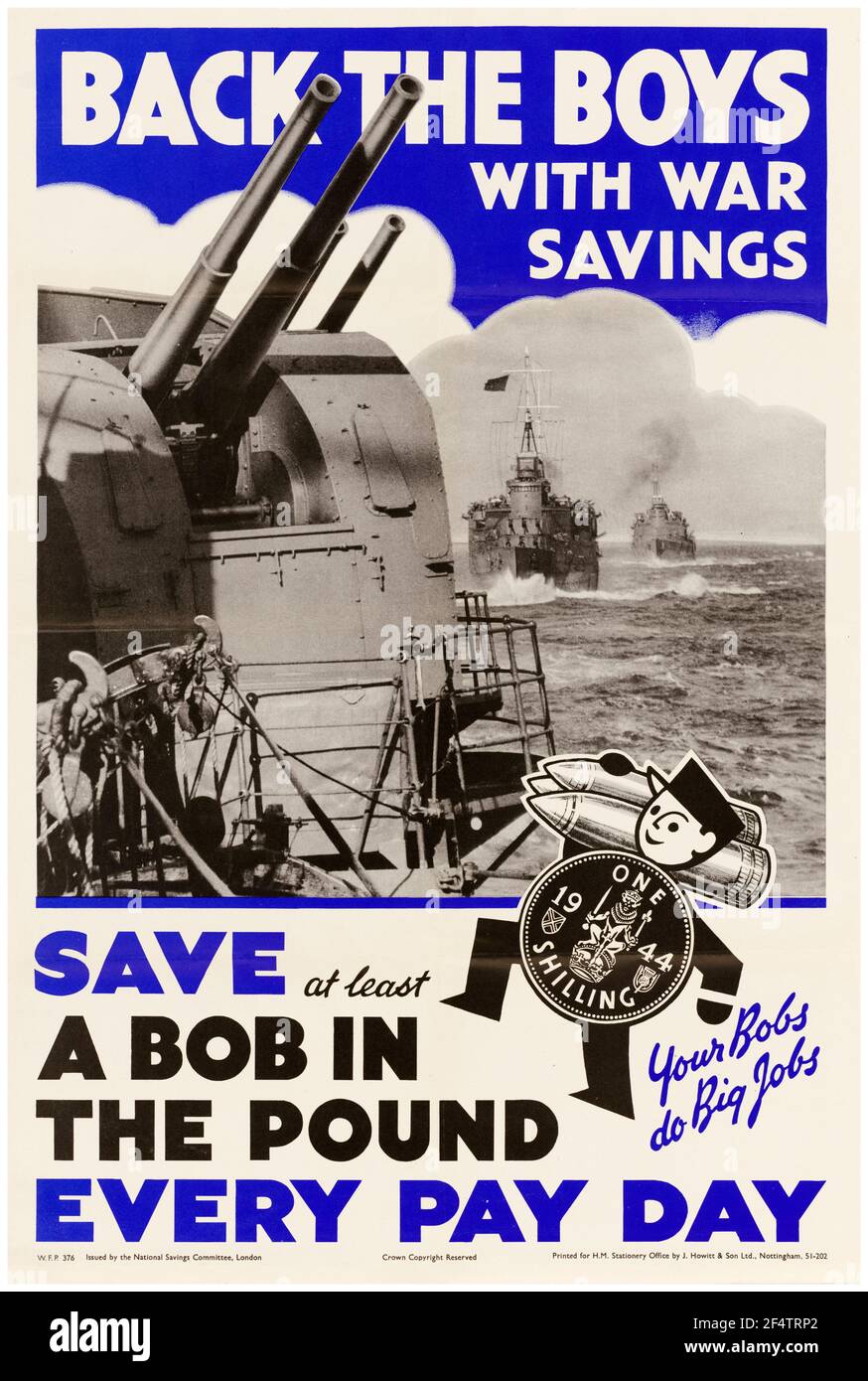 British, WW2 war Bonds: Back the Boys with war Savings, Poster, 1942-1945 Stockfoto