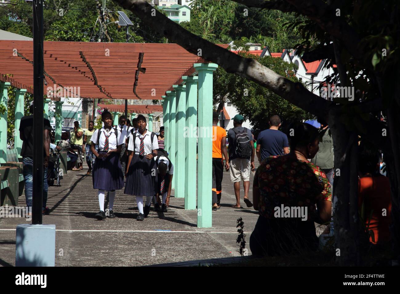 St. George's Grenada die Carenage Schulmädchen Stockfoto