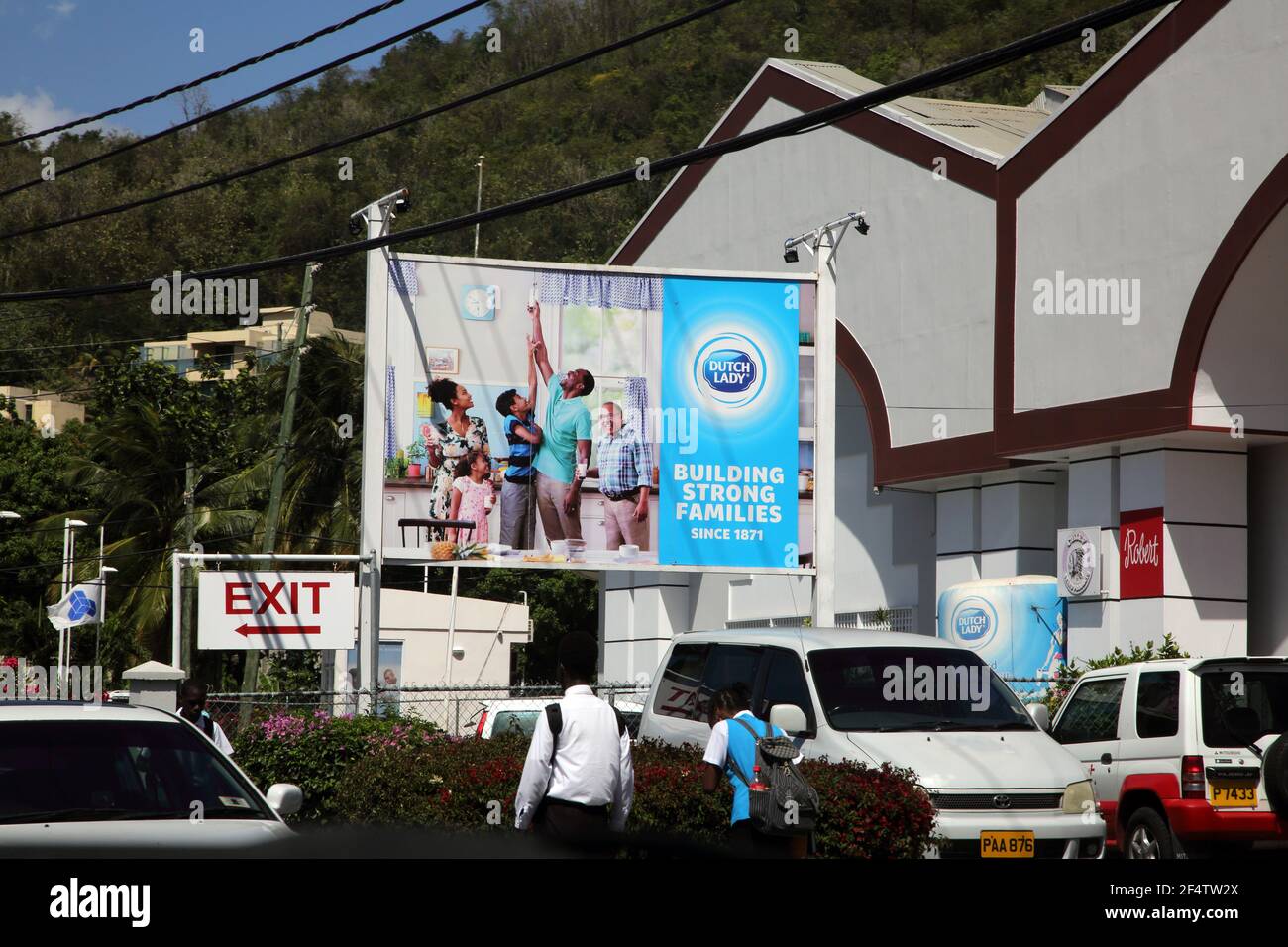 South St. George's Grenada Reklametafel Stockfoto