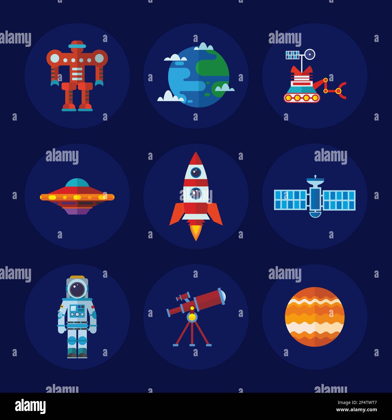 Set von vektor Universum Symbole in flachen Design-Stil Stock Vektor